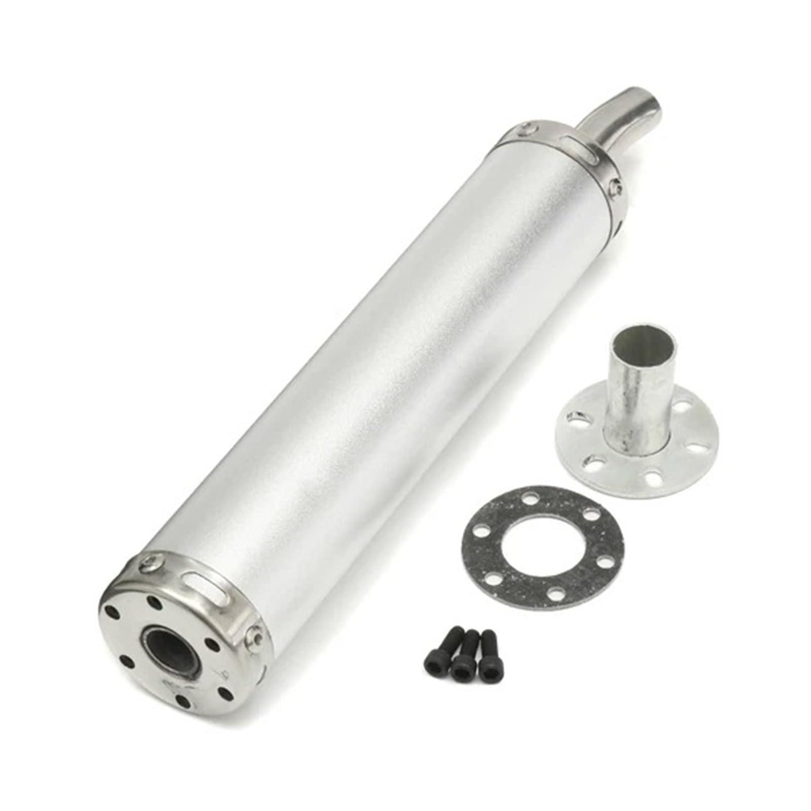 60X280mm Silenziatore Di Scarico Moto di Tubi Per 2 Tempi Per 50-250CC Moto Da Strada Dirt Bike Tubo Da Corsa Silenziatore moto(Silver)