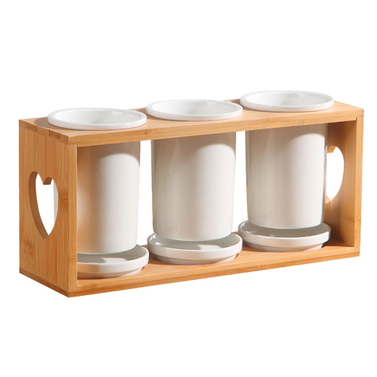 Organisateur de Baguettes en Céramique 3 Compartiments et Design Drainant, Support la Cuisine Multifonction pour Garder les Ustensiles Sec