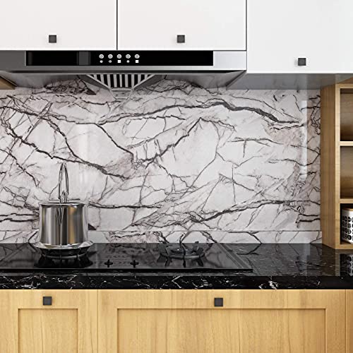 Image of WISDOM Marble Wall Sticker Wallpaper Decorative Home /Furnituer /Cabinets Marble Vinyl Wallpaper (24x36 Inch /2pcs, Rosso Black)