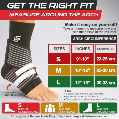 Image of Sleeve Stars Ankle Brace for Women & Men, Ankle Wrap for Sprain, Compression Sleeve for Plantar Fasciitis Relief, Easy Customizable Support: w / Removable Strap (Pair /M:10 inch-12 inch /Dark Brown)