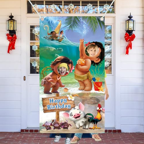 Moana Party Decoration Moana Photo Door Banner Large Fabric Face Photography Banner Background for Moana Theme Party Favor