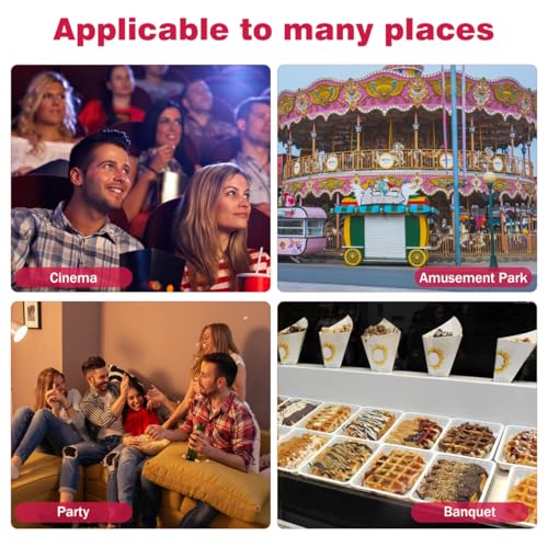 Image of TOYANDONA 100 Pcs Paper Popcorn Bags, Cone Shaped Party Popcorn Boxes Candy Container Great Carnival Snacking Bags for Birthday Theater Themed Parties Movie Nights