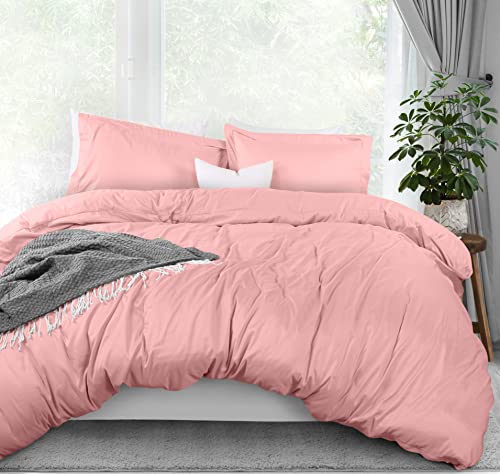 Utopia Bedding Duvet Cover Queen Size - 3 Piece with Zipper Closure - 1 Comforter Cover 90X90 Inches & 2 Pillow Shams 20X26 Inches (Pink) Comforter Not Included