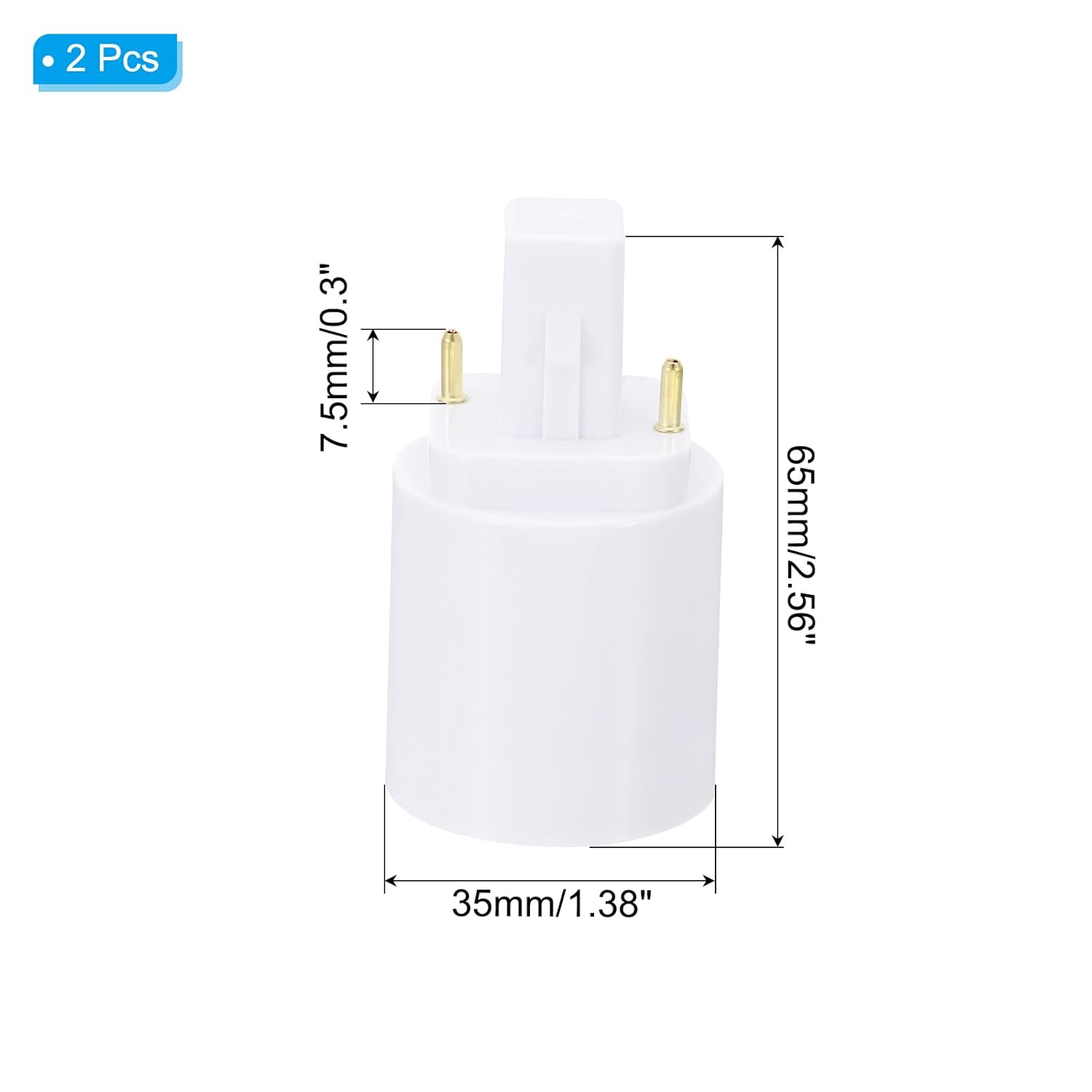 PATIKIL G24d to E26/E27 Light Socket Adapter, 2pcs Lamp Holder Convert 2 Pin to Screw Base Converter for Halogen CFL Light Bulb