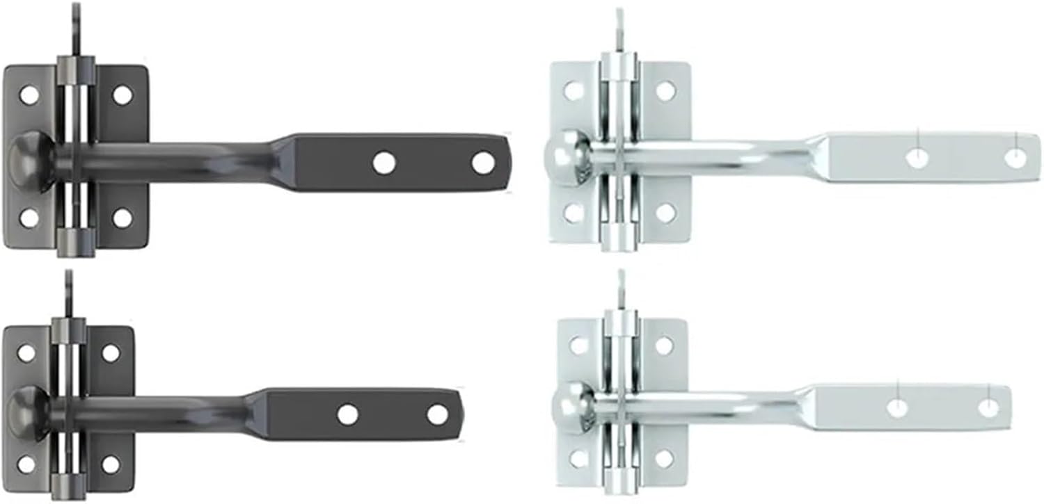 Gate Latch Automatic Lever Fence Gate Lock for Wood Gate Door Latches Steel Lock Buckle 2Pcs(Silver 116mm)