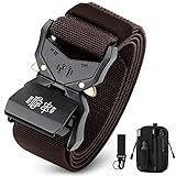 BESTKEE Cinturón táctico para Hombres, 3.8cm Cinturón Resistente, Cinturón Nylon Hebilla de Metal de Liberación Rápida, Regalo con Bolsa Táctica Molle y Gancho