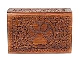 Wooden Pet Memorial Keepsake Cremation Urns for Ashes Pet Urn Wood Keepsake Box Urns for Cat Dogs Ashes | Cat Memorials (Paw)