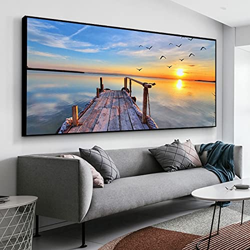 Peinture diamant 5D grand format 40x80cm broderie strass paysage coucher de soleil