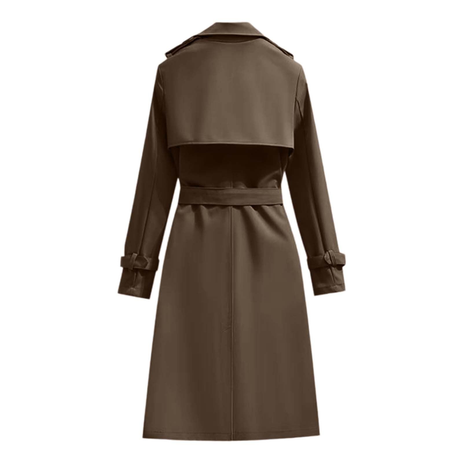 Trench da donna lungo cappotto invernale con cintura classico doppio petto elegante soprabito per autunno inverno giorni di pioggia casual abbigliamento all'aperto