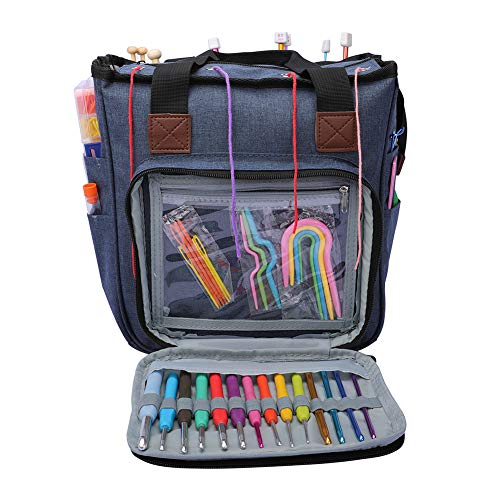 Knitting Tote Bag, Portable Yarn Storage Carrying Bag Knitting Needles Crochet Hooks Organizer, Perfect Gift for Knitters or Crocheting - Thumbnail 5