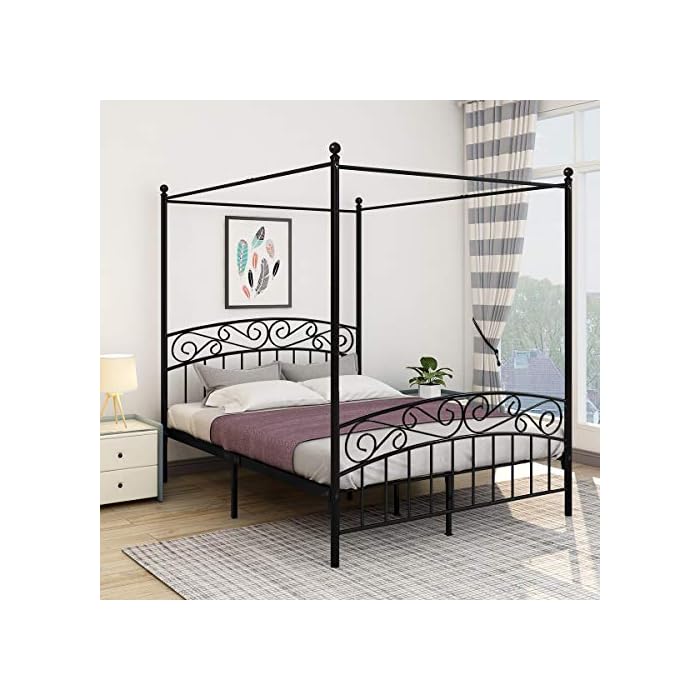 Buy JURMERRY Metal Canopy Bed Frame with Ornate European Style