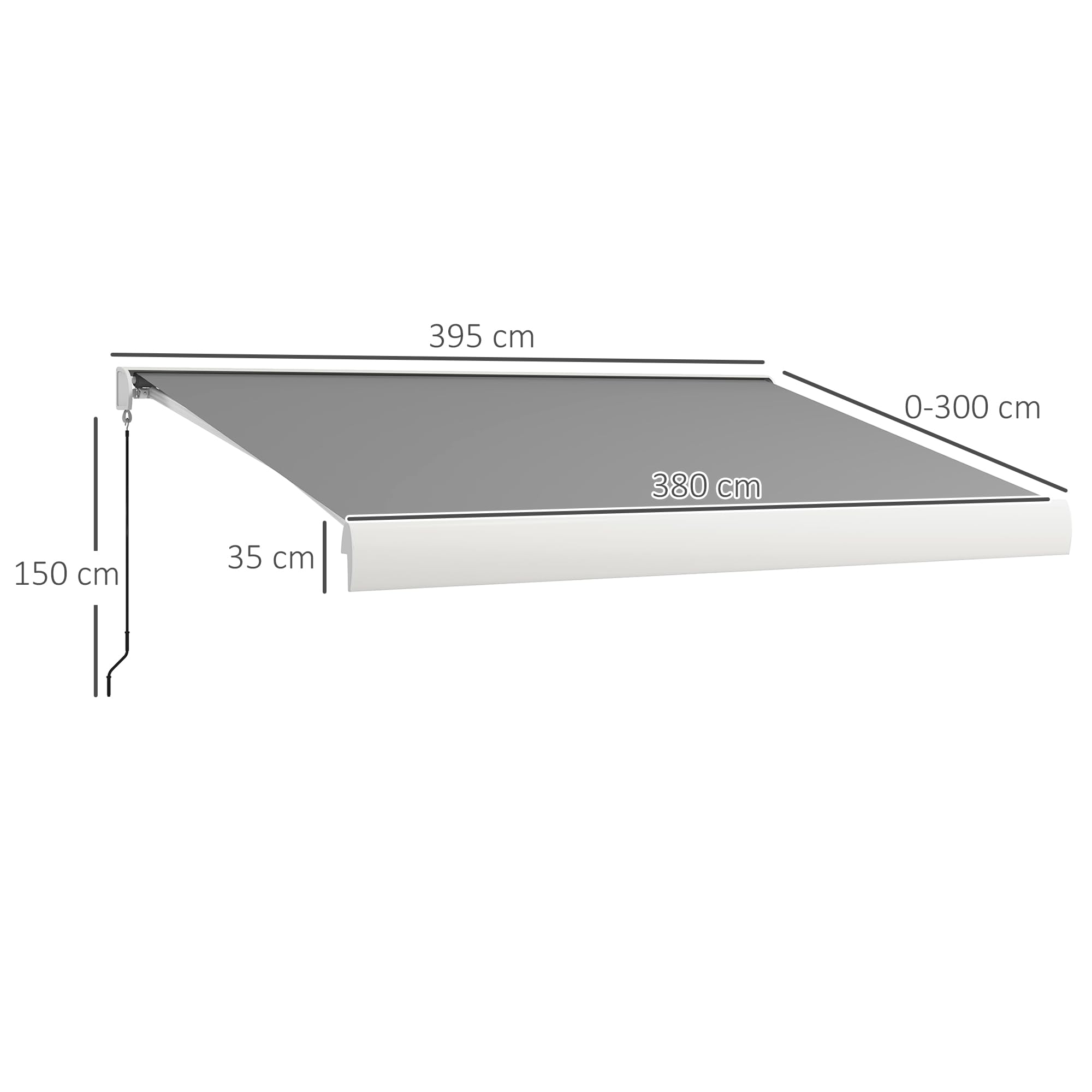 Outsunny Store Banne Motorisé Store Banne Électrique 4 x 3 m Gris Clair | Angle Réglable 14°-30°, avec Télécommande et Manivelle Manuelle, en Aluminium et Polyester de 270g/m² Protection Solaire