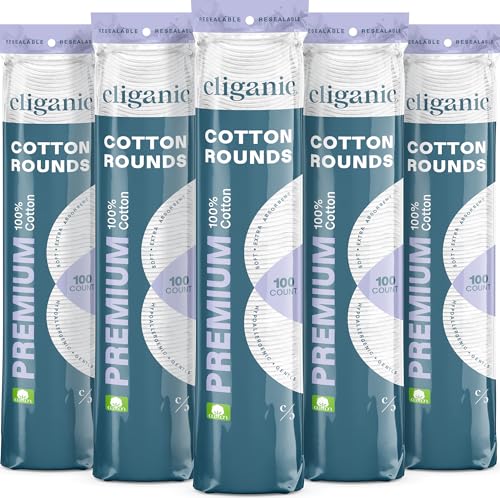 Tampons démaquillants hypoallergéniques 100 % coton Cliganic lot de 500