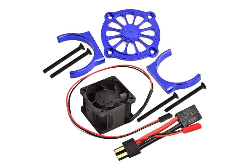 GPM for Traxxas E-Revo 2.0 VXL Brushless (86086-4) Upgrade Parts Aluminum Motor Heatsink with Cooling Fan - 1 Set Blue