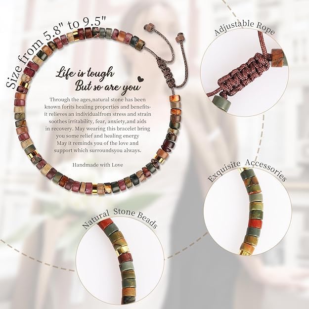 Inspirational Gifts Bracelets for Women - Healing Natural Stone Beaded Bracelets, Gifts for Her Graduation Birthday, Get Well Gifts for Friends, Sister, Bestie, Daughter - Image 4