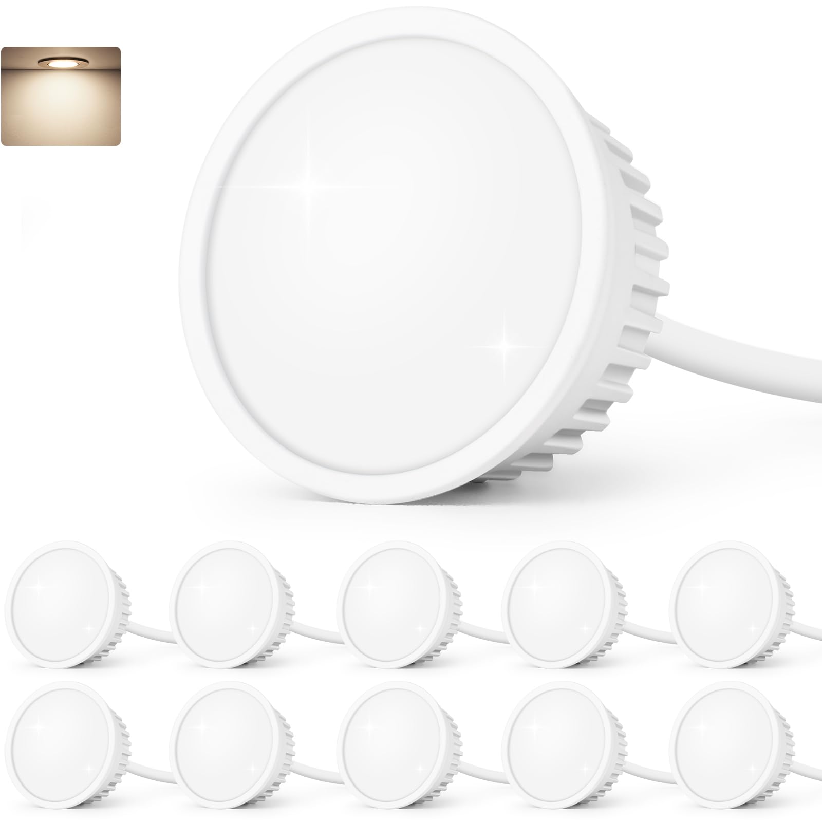 GeyouLux LED Module 230V Ultra Flat ø50x23mm for Recessed Spotlights Surface-Mounted Spotlights - 5W 500LM IP44 120° Beam Angle 4000K Neutral White - Replacement MR16/GU10 Light Bulbs - 10er Set