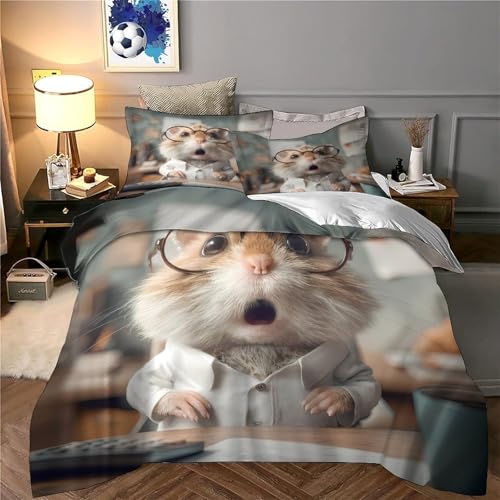 Housse de couette hamster 3D imprimé idée cadeau originale lit simple - 6