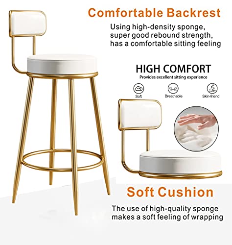Tabourets de bar ensemble de 2 avec dossier pour éviter le mal de dos, design blanc
