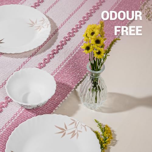 Image of Treo by Milton Opalware Aurelia Arashi Dinner Set of 18 | Serving for 6 | Microwave & Dishwasher Safe | Bone-Ash Free | Tempered Toughness | Plates & Bowls | Crockery Set for Dining & Gifting