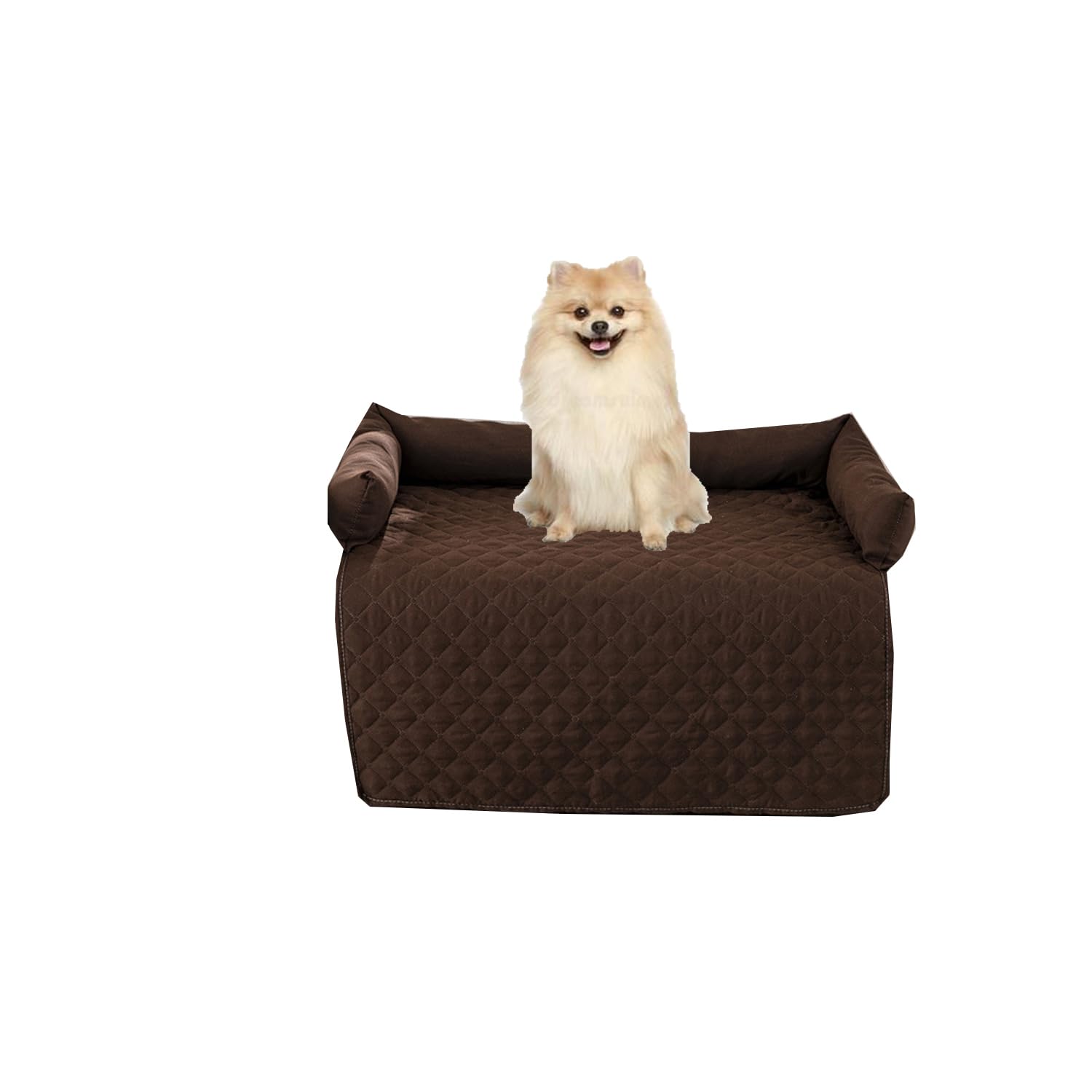 Miaogoo Dog Sofa Bed Protector Cover, Waterproof Dog Cat Bed Sleeping Pad, Medium Large Dogs Cats Calming Pad with Raised Edge, Easy Clean (90x90cm,Brown)