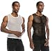 Angel Cola Men's Mesh Fishnet Fitted Muscle Tank Top 2 Pack BLK/WHT Small