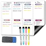 KYONANO Magnetischer Wochenplaner abwischbar, Whiteboard Wochenplaner inkl. Markierer und Radierer, 42x32cm Haushaltsplan Magnetisch, Magnettafel Kalender Planungstafeln Speiseplan Essensplan Küche