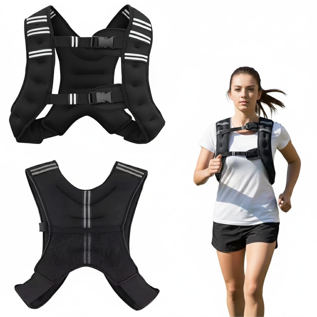 Gilet ponderato da 5 kg e 10 kg, regolabile, per fitness, corsa, jogging, palestra, allenamento, allenamento con pesi, ideale per allenamenti in palestra, yoga ed esercizi aerobici