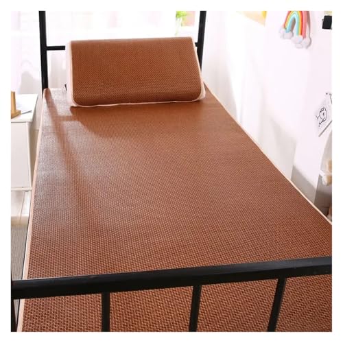 WENFEN Matelas d'été en rotin de Bambou, Tapis de Couchage Froid, Simple, Double, Pliable, Feuille de Glace rafraîchissante, Coussin de Protection de lit(90x190cm)