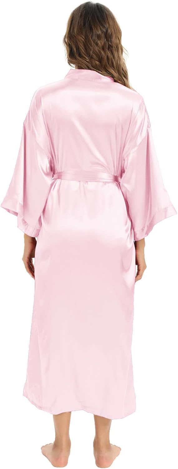Women's Soft Long Satin Robes Long Silk Robes Full Length Robes Kimonos Silky Bath Robe Dressing Gowns - Image 6