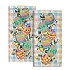 Easter Eggs Kitchen Towels 2 Pcs Green Leaf Botanical Bath Guest Towels Buffalo Plaid Spring Holiday Hand Towel Soft Absorbent Fingertip Towels for GymSpaHotel 144 x 283 Inch