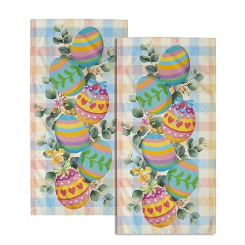 Easter-Eggs-Kitchen-Towels-2-Pcs-Green-Leaf-Botanical-Bath-Guest-Towels-Buffalo-Plaid-Spring-Holiday-Hand-Towel-Soft-Absorbent-Fingertip-Towels-for-GymSpaHotel-144-x-283-Inch Easter Eggs Kitchen Towels 2 Pcs Green Leaf Botanical Bath Guest Towels Buffalo Plaid Spring Holiday Hand Towel Soft Absorbent Fingertip Towels for GymSpaHotel 144 x 283 Inch