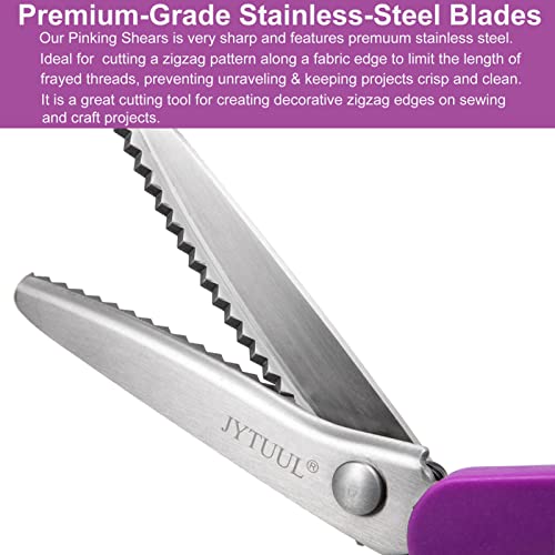 Jytuul 9.25 Inch Pinking Shears, Sharp Stainless Steel Zig Zag Scissors For Fabric Paper Leather, Comfort Grip Handled Professional Fabric Craft Sewing Dressmaking Scissors (Serrated, Purple) #TOP3
