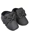 Neska Moda 6 To 12 Months Baby Boys & Girls Cotton Hook & Loop Bow Booties (Grey)-BT2242 gallery image