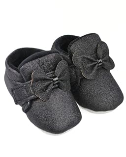 Neska Moda 6 To 12 Months Baby Boys & Girls Cotton Hook & Loop Bow Booties (Grey)-BT2242