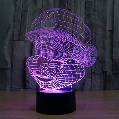 IKEY 3D Night Light Colors Gradual Changing Touch Switch Table Desk Optical Illusion Lamps, 7 Color Changing Lights with Acrylic Flat & ABS Base & USB Cable