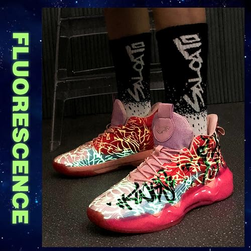 Image of Men's High-Top Basketball Shoes Anti-Slip and Wear-Resistant Soles Running Shoes Graffiti Design Fashionable Sports Shoes