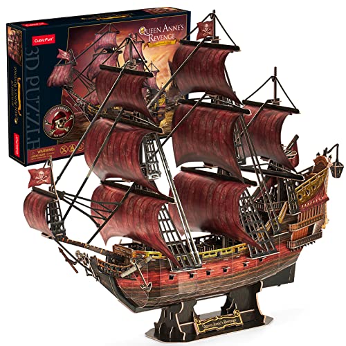 CubicFun Puzzle 3D Maquette de Bateau - La Revanche de la Reine Anne, Maquette de Bateau Pirate à Construire pour Décor d'Intérieur, Cadeau d'Anniversaire...