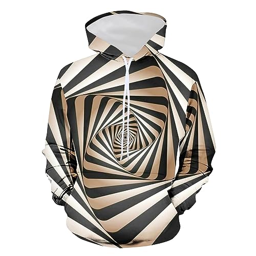 Muscularfit Long Sleeve T-Shirt Sweatshirts for Men Drawstring 3D Dizziness Print Graphic Pullover Casual Lightweight Hoodies