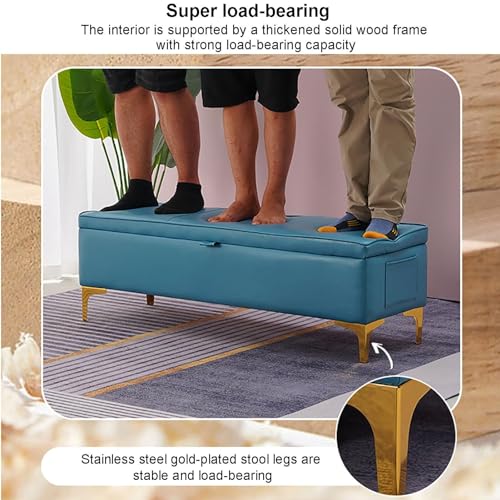 Banc de rangement ottoman avec poche latérale et couvercle - 8