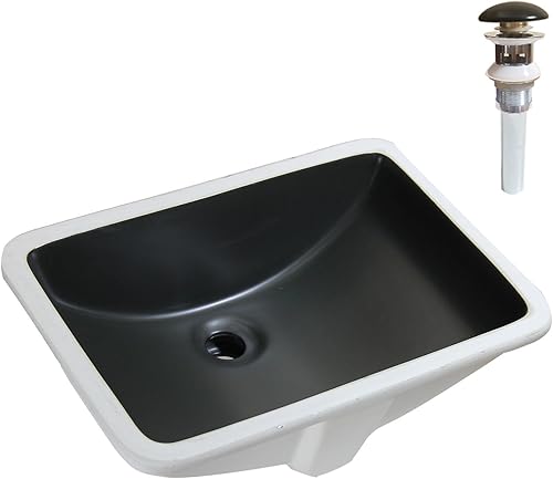 Miniatura 5 de SouNor SN2423B - Lavabo de baño rectangular de 21 pulgadas para encimera de granito, color negro mate