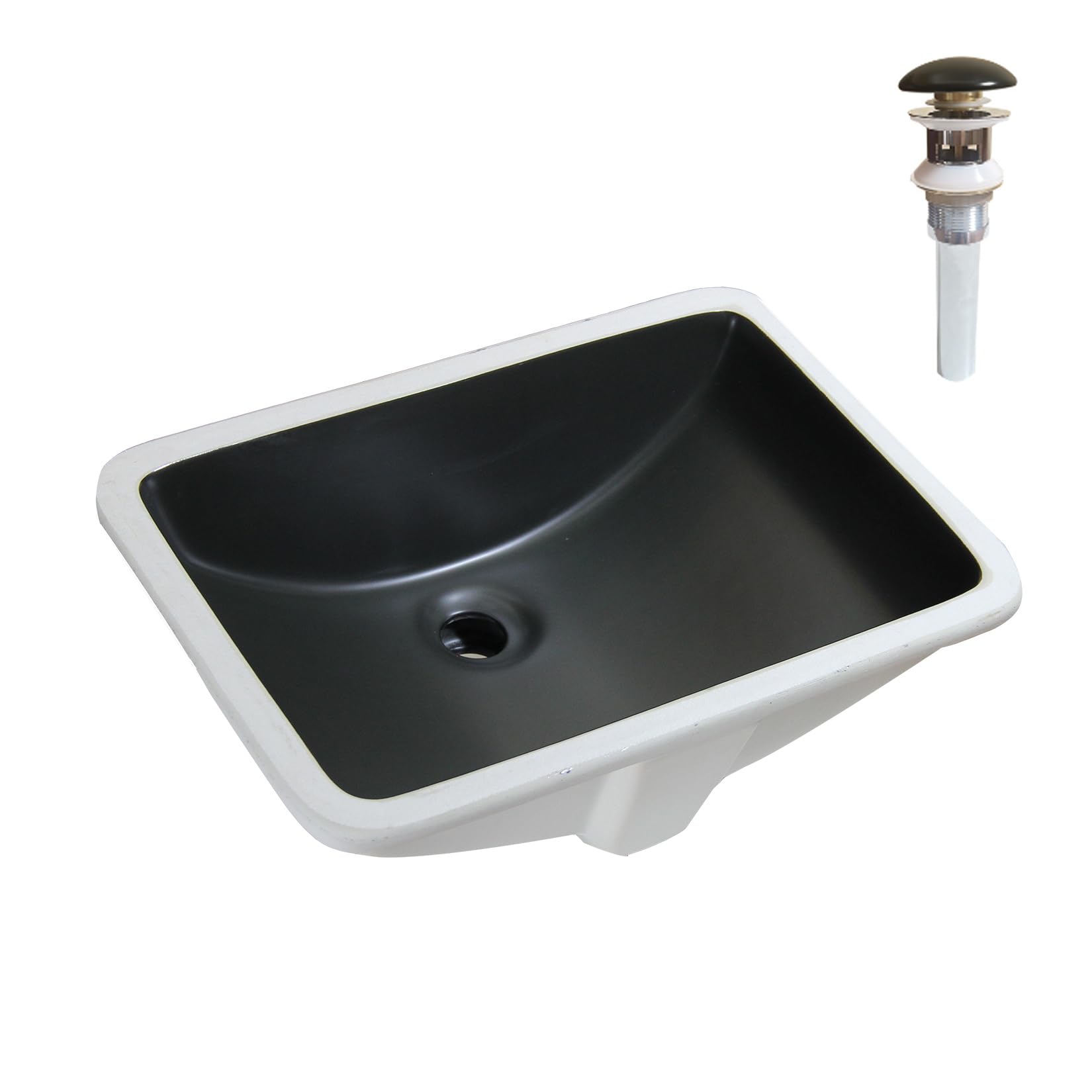 SouNor14.5"D x 21"W x 8"H Rectangular 21-Inch Undermount Bathroom Sink for Granite Countertop Vanity Basin Including Pop-up Drain,Matte Black