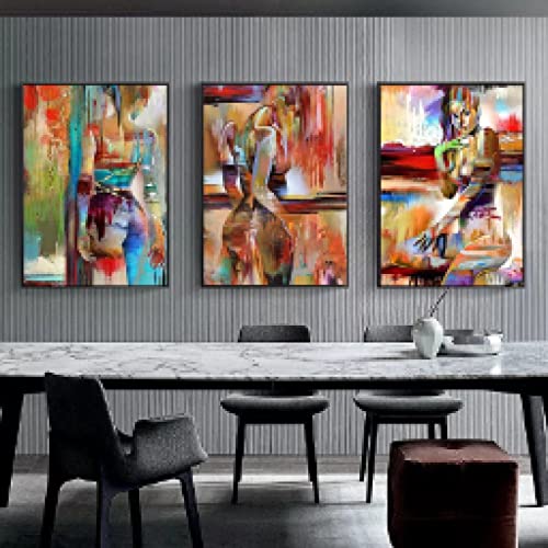 Toile abstraite sexy moderne pour habiller un grand mur vide de salon lot 3 affiches 60x80cm
