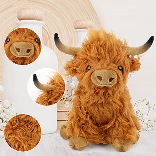 Highland Cow Soft Toy Plush Toy, Hochlandkuh Plüsch Highland Cow Plushie Hochlandkuh Kuscheltiere Realistic Soft Cuddly Farm Toy hochlandrind Kuscheltier Realistische Schottische Hochlandrinder
