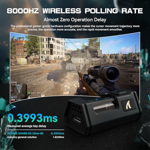 Image of ATTACK SHARK R5Ultra 8K Carbon Fiber Wireless Gaming Mouse with 42000 DPI -PAW3950 MAX Sensor -39g Ultra-Lightweight-Nordic 52840 MCU Chip-Wired /BT /2.4GHz Wirelss Programmable Mouse for PC /Mac (Green)