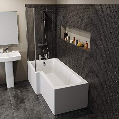 Modern 1700mm L Shaped Left Hand Shower Bath Only Acrylic Bathtub White Bathroom Tub