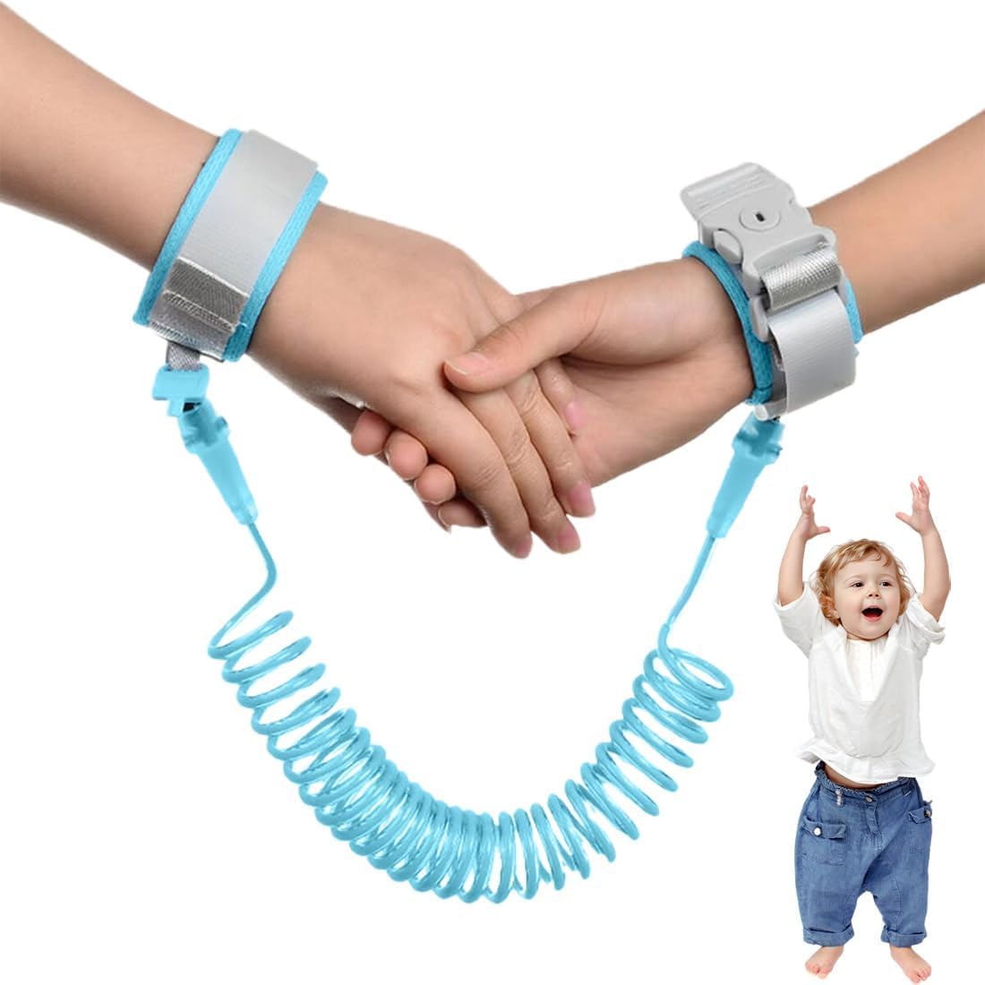 1 PCS Harnais de Sécurité Enfant,Harnais et Bracelet de Sécurité Anti-Perte pour Enfant,Laisse Enfant Poignet de 2.5M,360 ° Rotation Silicone Fluorescent Bracelet Serrure à clé