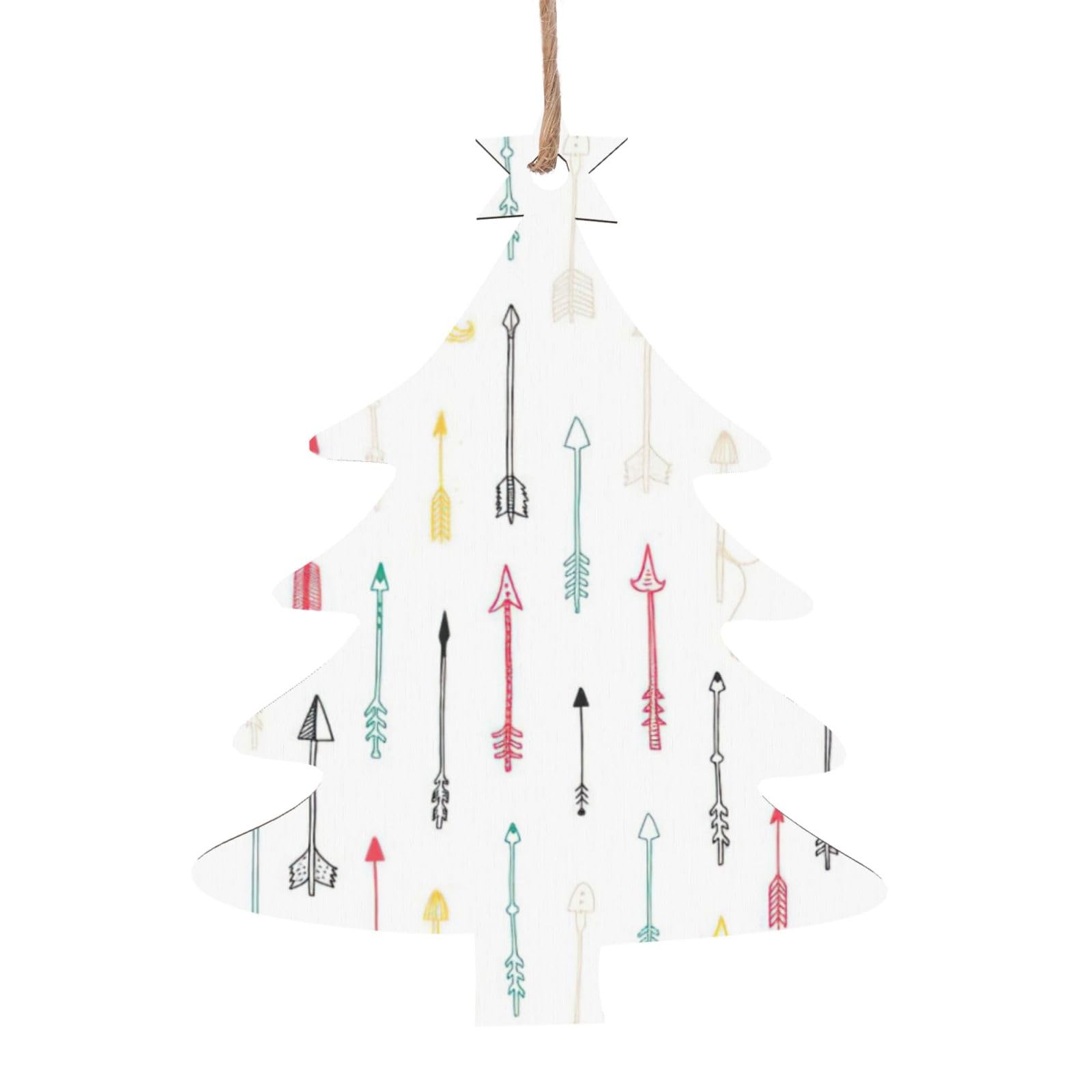 Colorful Hand Drawn Art With Boho Style Arrows Print Wooden Christmas Decorations,Christmas Tree Ornaments Christmas Wooden Gift Tags