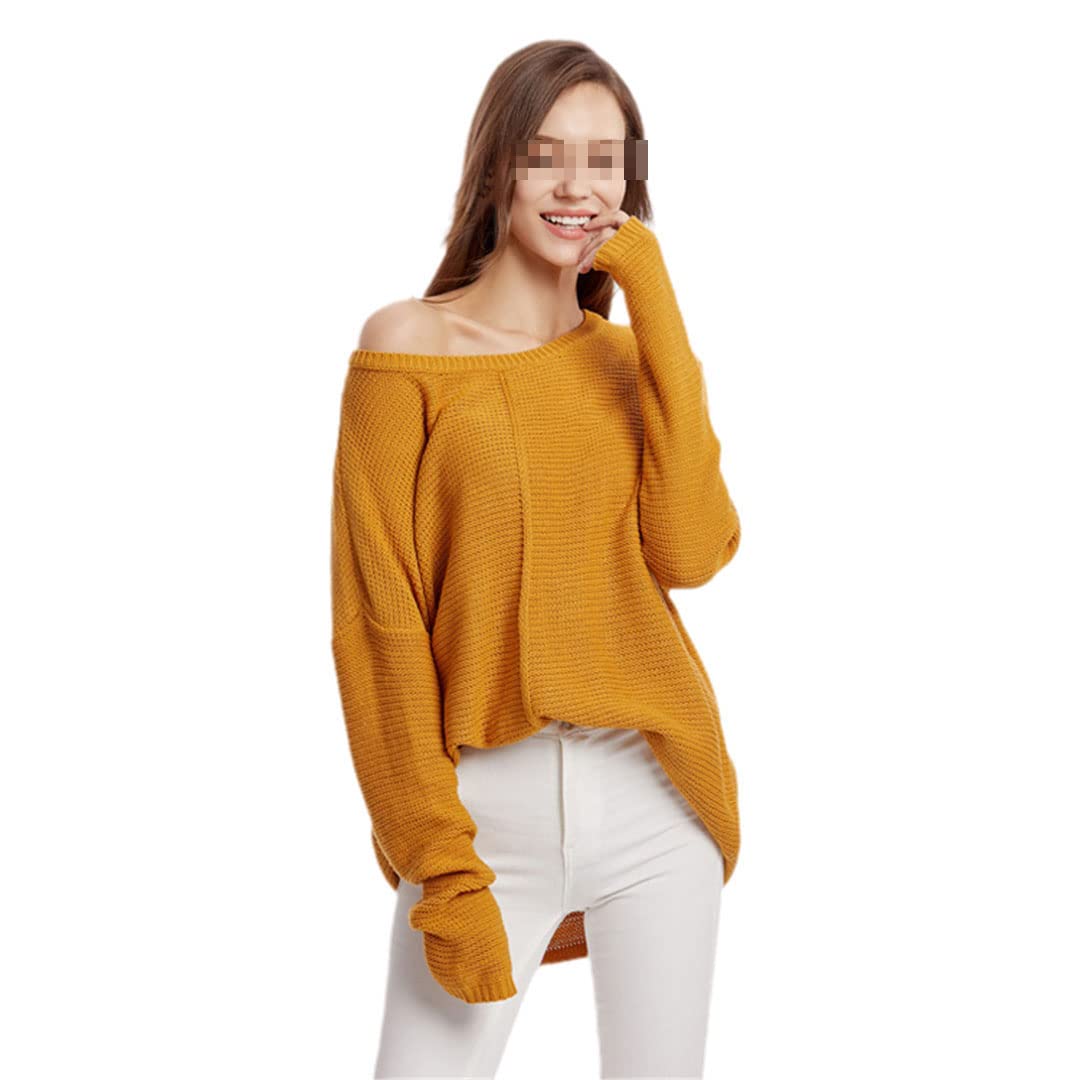 Damski sweter swetry jesień moda swobodny sweter z dzianiny damskie swetry z dzianiny sweter topy, ŻÓŁTY, M