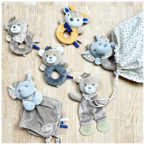 Dodo d'AMOUR - Schüttel-Plüschtier - Elefant - 032291 - Beige - Fleece - Geburt - Plüsch - Baby - Beruhigend - Weich - Waschbar - 13 cm x 10 cm - Ab 0 Monaten