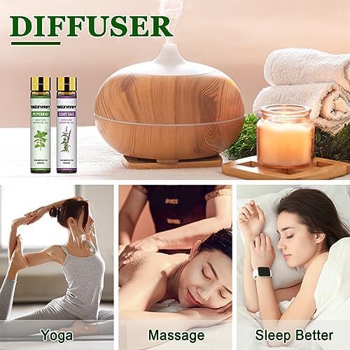 MIGCAPUT Zestaw Olejków Eterycznych do Aromaterapii 8 x 10ML, 100% Naturalne Olejki Zapachowe do Dyfuzory, SPA - Drzewo Herbaciane, Lawenda, Mięta, Drzewo Sandałowe, Drzewo Cedrowe, Goździki, Szałwia